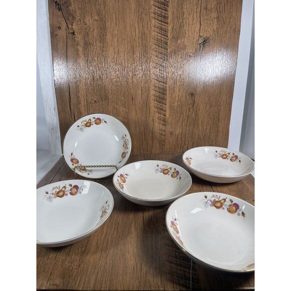 Royal Taunton AUTUMN FRUIT Japan Dessert Bowls Set Of 5 - Picture 1 of 9